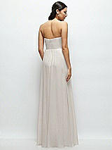 Rear View Thumbnail - Oyster Strapless Chiffon Maxi Dress with Oversized Bow Bodice