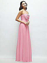 Side View Thumbnail - Peony Pink Strapless Chiffon Maxi Dress with Oversized Bow Bodice