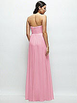 Rear View Thumbnail - Peony Pink Strapless Chiffon Maxi Dress with Oversized Bow Bodice