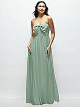 Front View Thumbnail - Seagrass Strapless Chiffon Maxi Dress with Oversized Bow Bodice