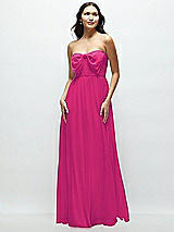 Front View Thumbnail - Think Pink Strapless Chiffon Maxi Dress with Oversized Bow Bodice