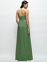 Rear View Thumbnail - Vineyard Green Strapless Chiffon Maxi Dress with Oversized Bow Bodice