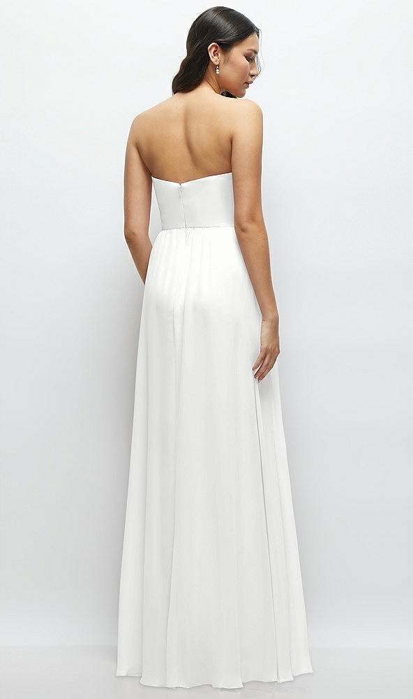 Back View - White Strapless Chiffon Maxi Dress with Oversized Bow Bodice