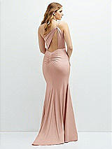 Rear View Thumbnail - Toasted Sugar Asymmetrical Open-Back One-Shoulder Stretch Satin Mermaid Dress