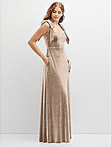 Side View Thumbnail - Topaz Square Neck Velvet Maxi Dress with Bow Shoulders