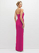 Rear View Thumbnail - Think Pink Sleek One-Shoulder Crepe Column Dress with Cut-Away Slit