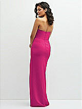 Rear View Thumbnail - Think Pink Sleek Strapless Crepe Column Dress with Cut-Away Slit