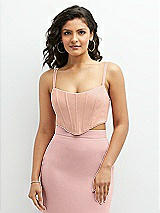 Front View Thumbnail - Pale Peach Crepe Mix-and-Match Midriff Corset Top 