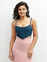 Front View Thumbnail - Atlantic Blue Crepe Mix-and-Match Midriff Corset Top 