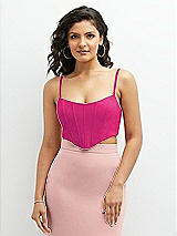 Front View Thumbnail - Think Pink Crepe Mix-and-Match Midriff Corset Top 