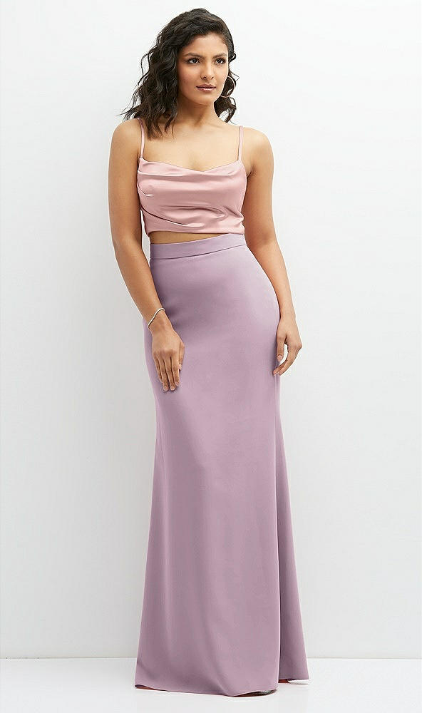 Front View - Suede Rose Crepe Mix-and-Match High Waist Fit and Flare Skirt
