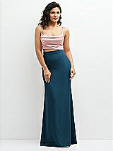 Front View Thumbnail - Atlantic Blue Crepe Mix-and-Match High Waist Fit and Flare Skirt
