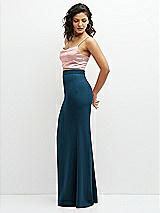 Side View Thumbnail - Atlantic Blue Crepe Mix-and-Match High Waist Fit and Flare Skirt