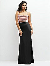 Front View Thumbnail - Black Crepe Mix-and-Match High Waist Fit and Flare Skirt