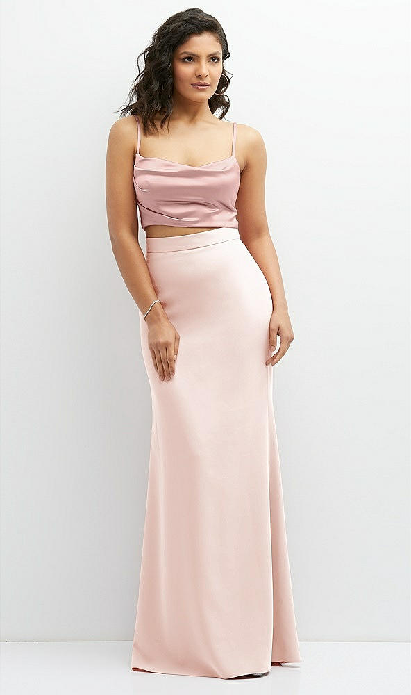 Front View - Blush Crepe Mix-and-Match High Waist Fit and Flare Skirt