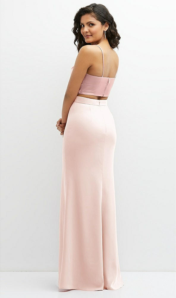 Back View - Blush Crepe Mix-and-Match High Waist Fit and Flare Skirt