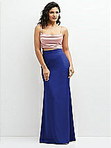 Front View Thumbnail - Cobalt Blue Crepe Mix-and-Match High Waist Fit and Flare Skirt