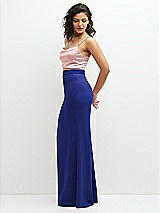 Side View Thumbnail - Cobalt Blue Crepe Mix-and-Match High Waist Fit and Flare Skirt