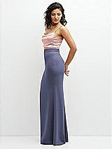 Side View Thumbnail - French Blue Crepe Mix-and-Match High Waist Fit and Flare Skirt