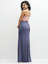 Rear View Thumbnail - French Blue Crepe Mix-and-Match High Waist Fit and Flare Skirt