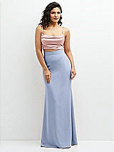 Front View Thumbnail - Sky Blue Crepe Mix-and-Match High Waist Fit and Flare Skirt