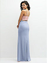 Rear View Thumbnail - Sky Blue Crepe Mix-and-Match High Waist Fit and Flare Skirt