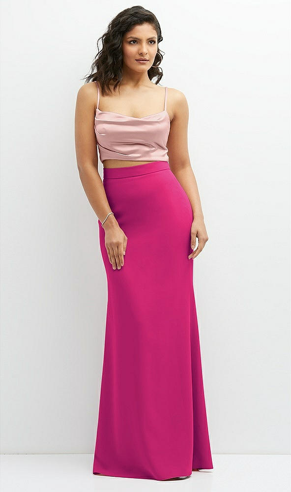 Front View - Think Pink Crepe Mix-and-Match High Waist Fit and Flare Skirt