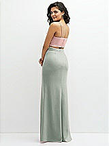 Rear View Thumbnail - Willow Green Crepe Mix-and-Match High Waist Fit and Flare Skirt