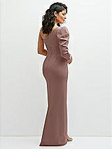 Rear View Thumbnail - Sienna 3/4 Puff Sleeve One-shoulder Maxi Dress with Rhinestone Bow Detail