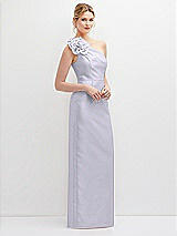 Side View Thumbnail - Silver Dove Oversized Flower One-Shoulder Satin Column Dress