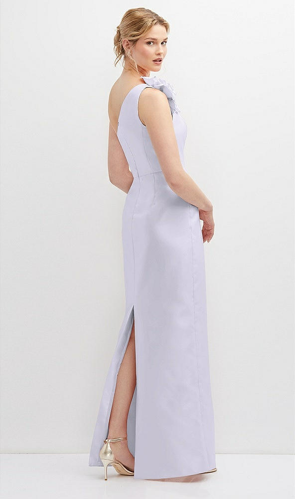 Back View - Silver Dove Oversized Flower One-Shoulder Satin Column Dress