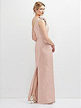 Rear View Thumbnail - Toasted Sugar Oversized Flower One-Shoulder Satin Column Dress