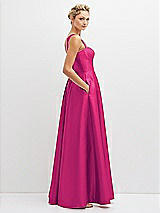 Side View Thumbnail - Think Pink Lace-Up Back Bustier Satin Dress with Full Skirt and Pockets