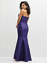 Rear View Thumbnail - Grape Strapless Satin Fit and Flare Dress with Crumb-Catcher Bodice