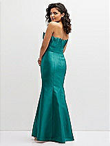 Rear View Thumbnail - Jade Strapless Satin Fit and Flare Dress with Crumb-Catcher Bodice