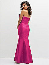 Rear View Thumbnail - Think Pink Strapless Satin Fit and Flare Dress with Crumb-Catcher Bodice