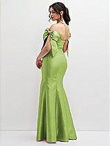 Rear View Thumbnail - Mojito Off-the-Shoulder Bow Satin Corset Dress with Fit and Flare Skirt