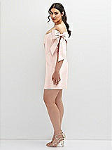 Alt View 3 Thumbnail - Blush Satin Off-the-Shoulder Bow Corset Fit and Flare Mini Dress