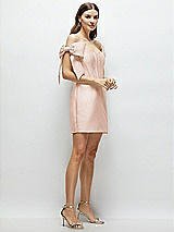 Side View Thumbnail - Cameo Satin Off-the-Shoulder Bow Corset Fit and Flare Mini Dress