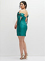 Alt View 4 Thumbnail - Jade Satin Off-the-Shoulder Bow Corset Fit and Flare Mini Dress
