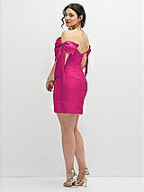 Alt View 4 Thumbnail - Think Pink Satin Off-the-Shoulder Bow Corset Fit and Flare Mini Dress