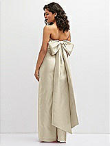 Rear View Thumbnail - Champagne Strapless Draped Bodice Column Dress with Oversized Bow