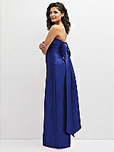 Side View Thumbnail - Cobalt Blue Strapless Draped Bodice Column Dress with Oversized Bow