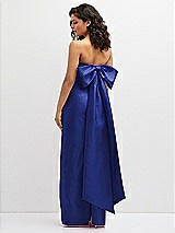 Rear View Thumbnail - Cobalt Blue Strapless Draped Bodice Column Dress with Oversized Bow
