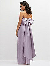 Rear View Thumbnail - Lilac Haze Strapless Draped Bodice Column Dress with Oversized Bow