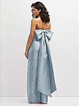 Rear View Thumbnail - Mist Strapless Draped Bodice Column Dress with Oversized Bow