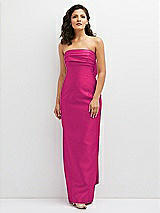 Front View Thumbnail - Think Pink Strapless Draped Bodice Column Dress with Oversized Bow