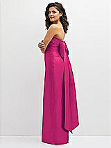 Side View Thumbnail - Think Pink Strapless Draped Bodice Column Dress with Oversized Bow