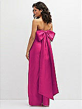 Rear View Thumbnail - Think Pink Strapless Draped Bodice Column Dress with Oversized Bow