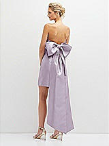 Rear View Thumbnail - Lilac Haze Strapless Satin Column Mini Dress with Oversized Bow